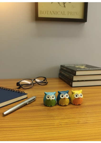 Üç Bilge Baykuş Seti-Renkli Dostlar Baykuş Seti-3’lü Dekoratif Mini Set - Mavi-Lacivert-Sarı 4*4 fiyatları