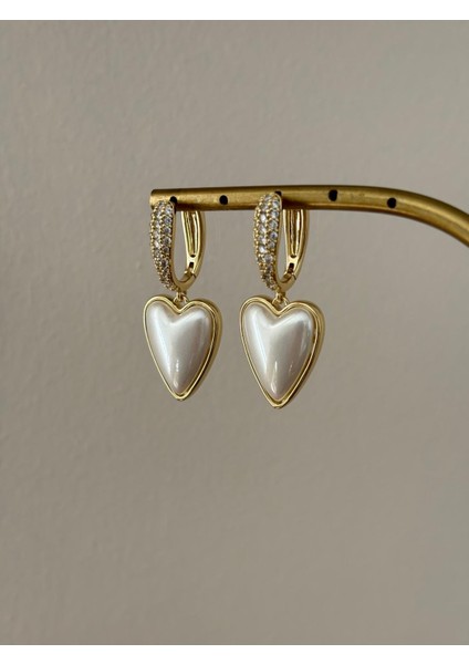 Özel Seri Xuping Sedef Taşlı Kalp Sallantılı Küpe