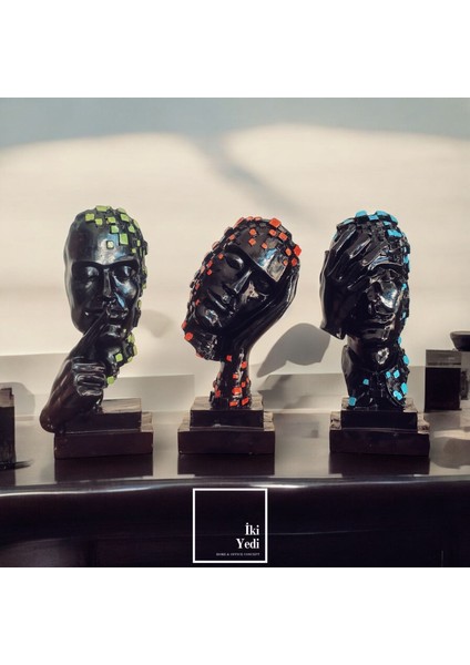 Görmedim Duymadım Bilmiyorum Figür Obje Seti Dekoratif Aksesuar Süs Eşyası Heykel Biblo Gdb 77-4