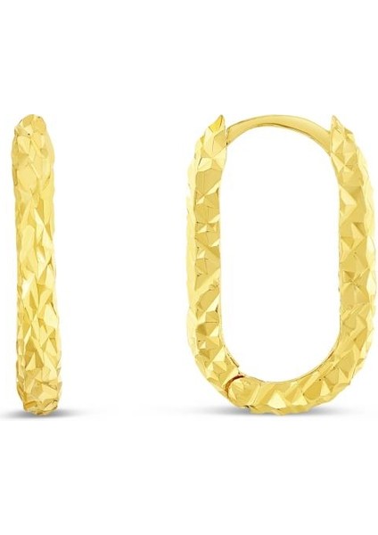 14 Ayar Faset Tasarım Halka Altın Küpe