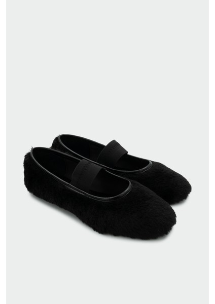 Creas Siyah Tüylü Lastikli Kadın Babet fiyatları