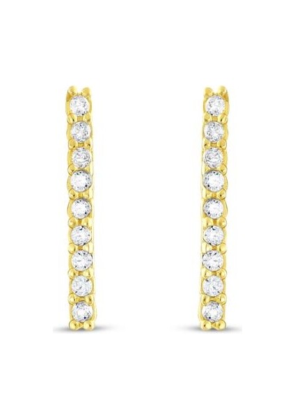 14 Ayar Taşlı Tasarım Çubuk Altın Küpe fiyatları