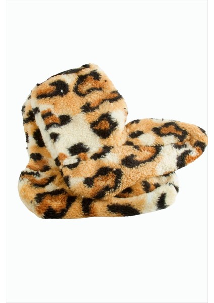 Leopar Desenli Peluş Polarlı Çizme