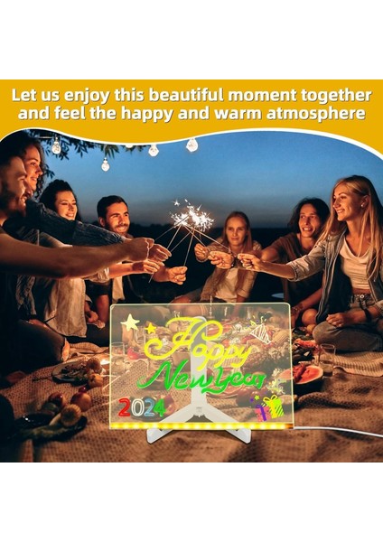 LED Işıklı Akrilik Yazı Tahtası 11X8 Inç Renkli Kalemli Ayarlanabilir Standlı Silinebilir Not Panosu fırsatları