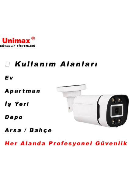 5MP SONY LENS 4 Kameralı Güvenlik Seti | 100m Kablo | 30m Gece renkli Görüş | XMeye