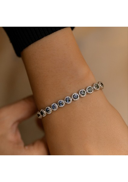 Gümüş Yeşil Zirkon Taşlı 925 Ayar Kadın Bileklik | Doğum Günü, Sevgililer Günü, Anneler Günü, Yıldönümü Hediyesi 19.5 cm fiyatları