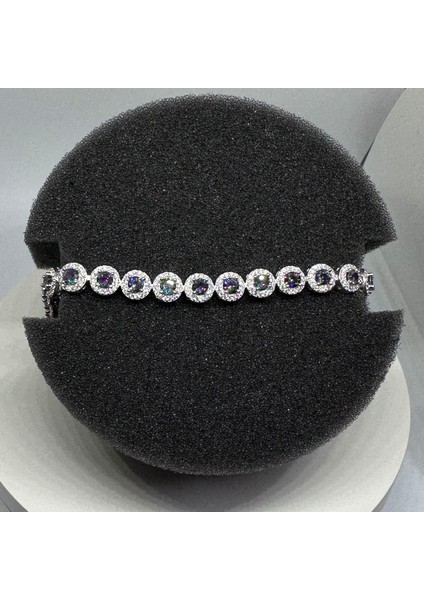 Gümüş Yeşil Zirkon Taşlı 925 Ayar Kadın Bileklik | Doğum Günü, Sevgililer Günü, Anneler Günü, Yıldönümü Hediyesi 19.5 cm indirimleri