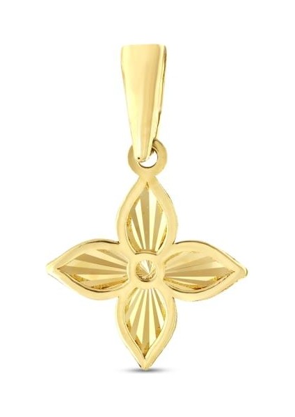 14 Ayar Dört Yapraklı Çiçek Altın Kolye Ucu