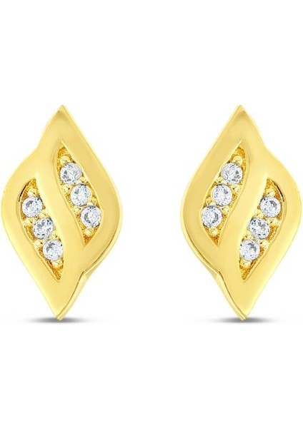 14 Ayar Taşlı Tasarım Cozza Altın Küpe