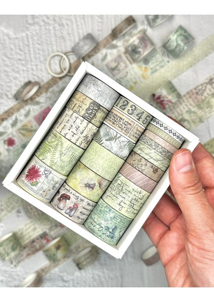 Vintage Botanik 20’li Washibant Seti Wilderness Remains Serisi (202M)MASKING Tapedesenli Bant fırsatları