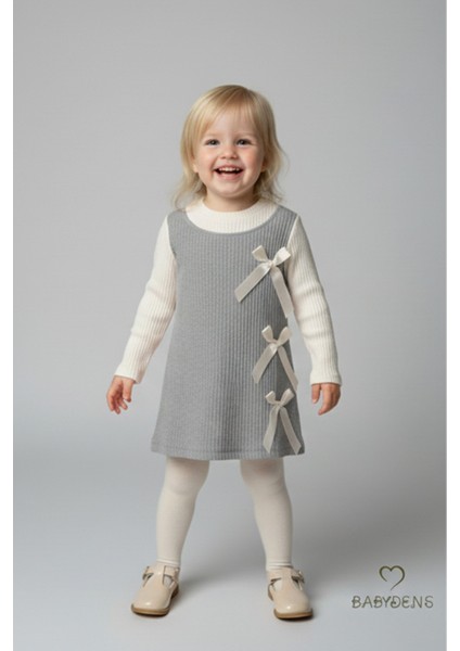 Kız Çocuk Fitilli Elbise %100 Pamuk,uzun Kollu,fiyonklu,yumuşak Dokulu, Şık Günlük,özel Gün Elbisesi