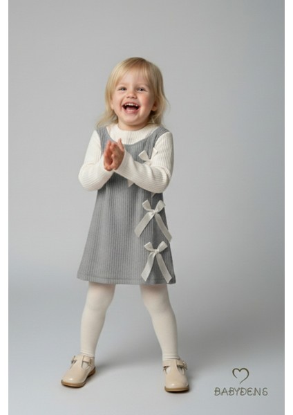 Kız Çocuk Fitilli Elbise %100 Pamuk,uzun Kollu,fiyonklu,yumuşak Dokulu, Şık Günlük,özel Gün Elbisesi