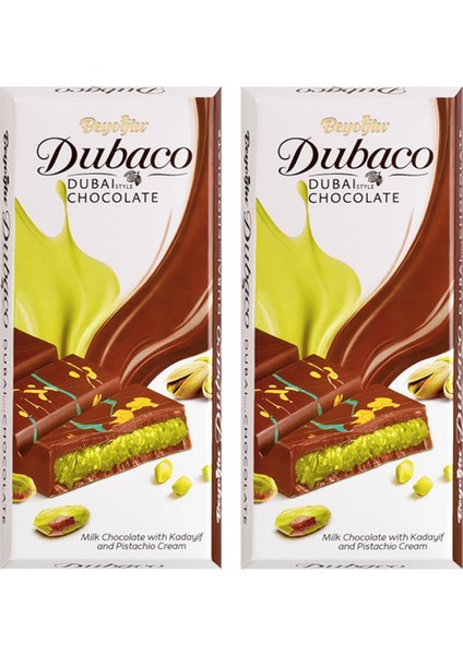 Dubaco Çıtır Kadayıflı ve Antep Fıstıklı Çikolata 95 gr x 2 Adet