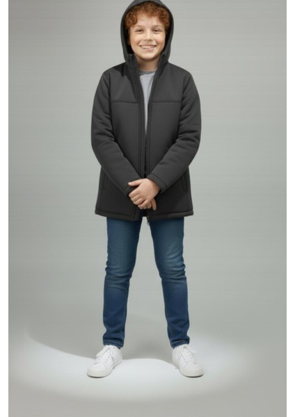 Erkek Çocuk Kapüşonlu Fermuarlı Dik Yaka Su ve Rüzgar Geçirmez Softshell Mont fiyatları
