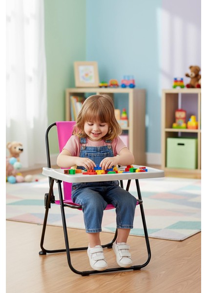 2–6 Yaş, Oyun Aktivite Masası, Çocuk Sandalyesi ve Masası Tak-Çıkar Masa-Pembe