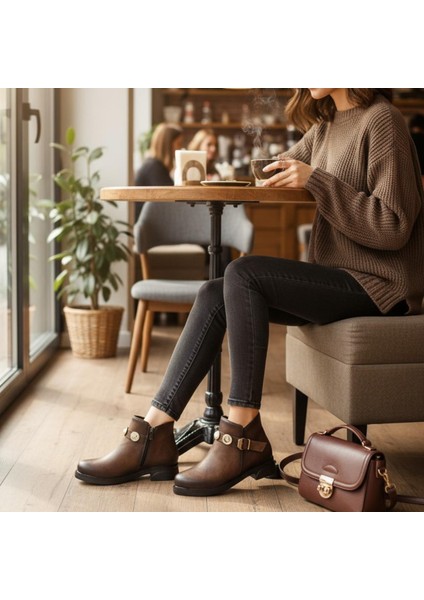 4569 Kadın Bot Ayakkabı Kaymaz Taban Fermuarlı Günlük Kadın Bot indirimleri