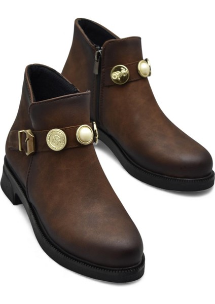 4569 Kadın Bot Ayakkabı Kaymaz Taban Fermuarlı Günlük Kadın Bot