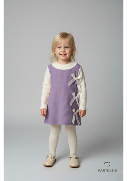 Kız Çocuk Fitilli Elbise %100 Pamuk,uzun Kollu,fiyonklu,yumuşak Dokulu, Şık Günlük,özel Gün Elbisesi fırsatları