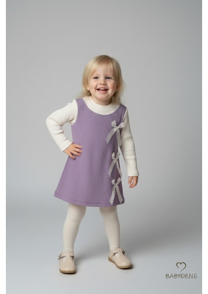 Kız Çocuk Fitilli Elbise %100 Pamuk,uzun Kollu,fiyonklu,yumuşak Dokulu, Şık Günlük,özel Gün Elbisesi