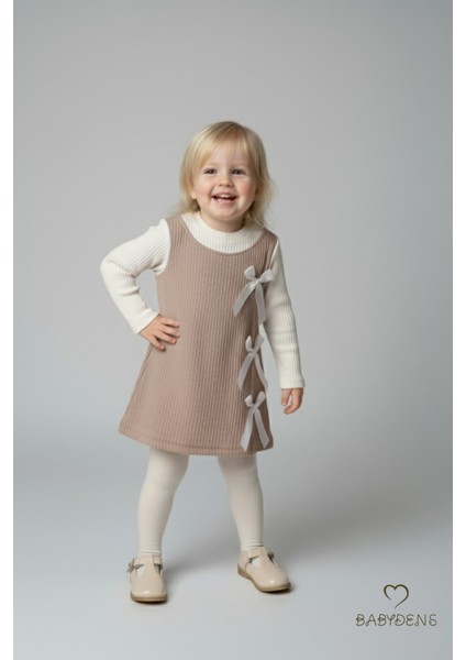 Kız Çocuk Fitilli Elbise %100 Pamuk,uzun Kollu,fiyonklu,yumuşak Dokulu, Şık Günlük,özel Gün Elbisesi