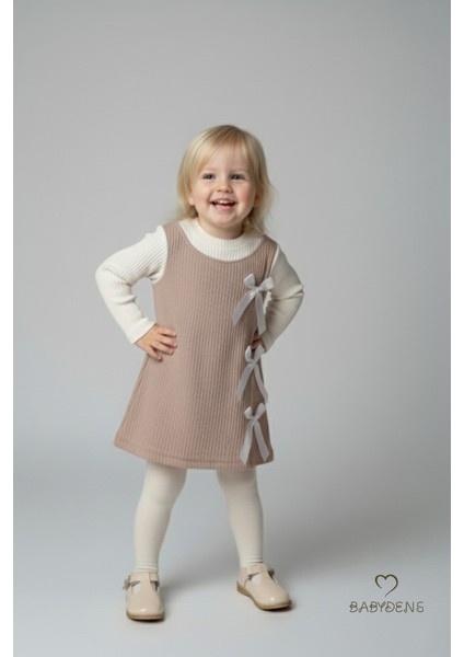 Kız Çocuk Fitilli Elbise %100 Pamuk,uzun Kollu,fiyonklu,yumuşak Dokulu, Şık Günlük,özel Gün Elbisesi