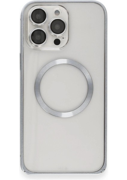 iPhone 15 Pro Max Kılıf Metal Bumper Magneticsafe Kapak - Gri fiyatları