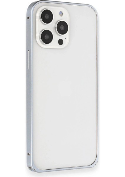 iPhone 15 Pro Max Kılıf Metal Bumper Magneticsafe Kapak - Gri modelleri