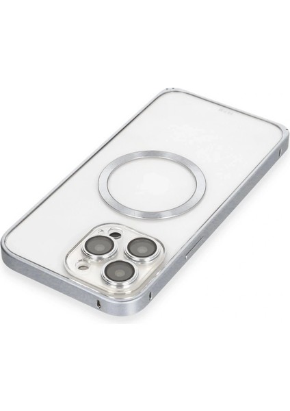 iPhone 15 Pro Max Kılıf Metal Bumper Magneticsafe Kapak - Gri fırsatları