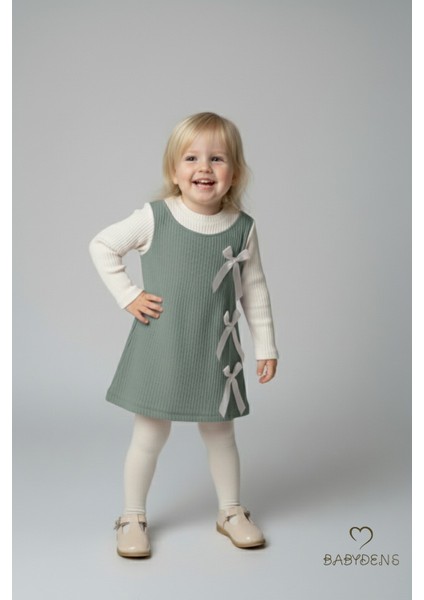 Kız Çocuk Fitilli Elbise %100 Pamuk,uzun Kollu,fiyonklu,yumuşak Dokulu, Şık Günlük,özel Gün Elbisesi