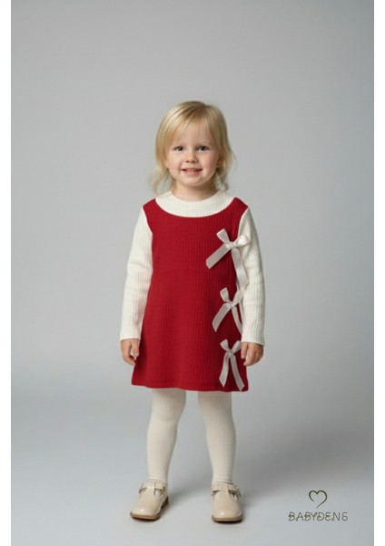 Kız Çocuk Fitilli Elbise %100 Pamuk,uzun Kollu,fiyonklu,yumuşak Dokulu, Şık Günlük,özel Gün Elbisesi