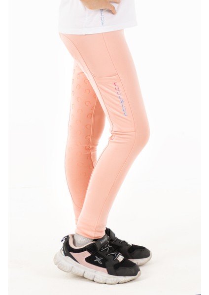 Pembe Çocuk Binici Taytı Kaymaz Silikon Desenli 2025/2026 Kış Koleksiyonu