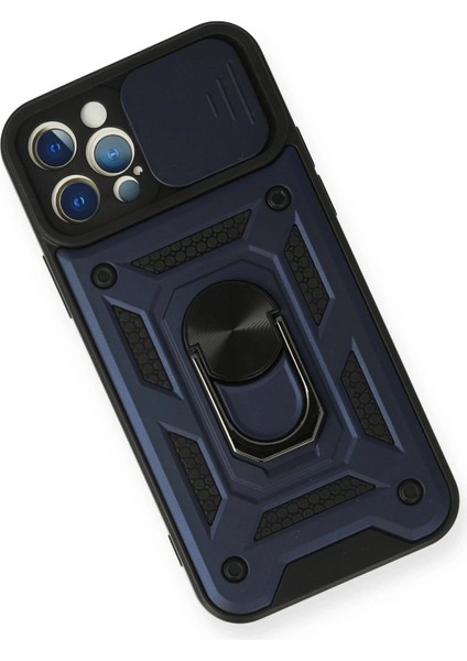 iPhone 12 Pro Kılıf Pars Lens Yüzüklü Silikon - Lacivert modelleri