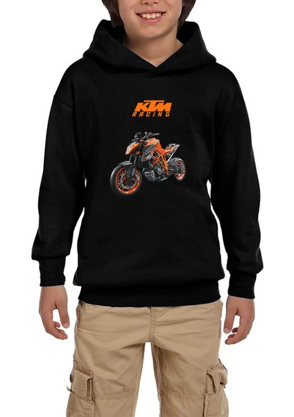 Ktm 1290 Super Duke Racing Siyah Çocuk Kapşonlu Sweatshirt