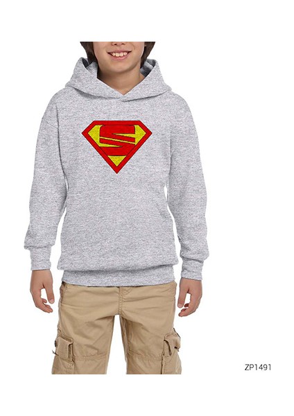Seat Superman Gri Çocuk Kapşonlu Sweatshirt