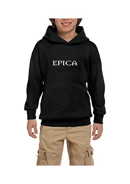 Epica Logo Siyah Çocuk Kapşonlu Sweatshirt