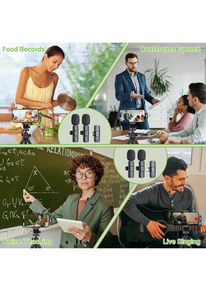 Type-C Uyumlu Kablosuz Yaka Mikrofonu Tak Çalıştır Çiftli Yaka Mikrofonu Küçük Yaka Klipsli Mini Mikrofon Kayıt, Vlog, Youtube, Tiktok Için modelleri