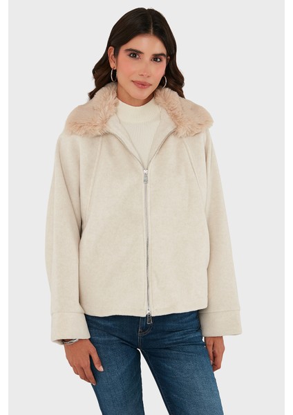 Pamuk Karışımlı Oversize Kürklü Yaka Yarasa Kol Kışa Kaşe Mont Bayan Mont 6839660 modelleri