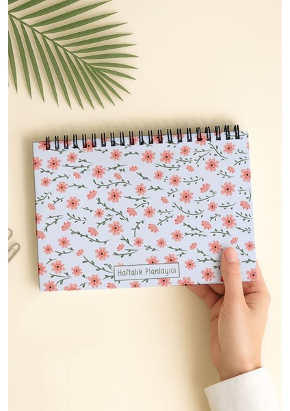 Haftalık Planlayıcı A5 Defter, Esnek Ince Karton Kapaklı, 1 Yıllık Planlayıcı, Pembe Çiçekli indirimleri