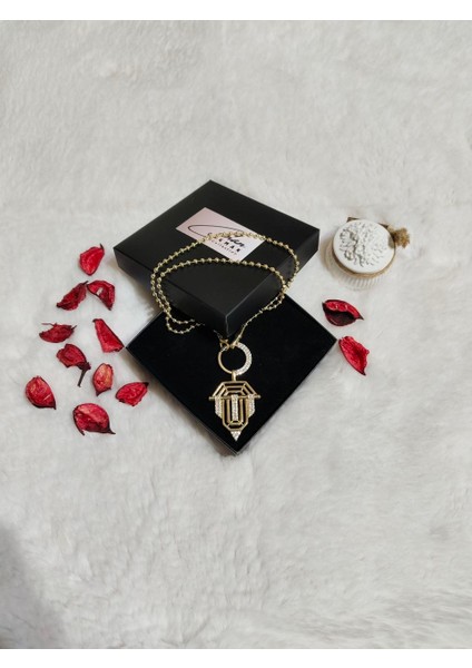 Pirinç Gold Renk Zirkon Taşlı Serenay Kolyesi