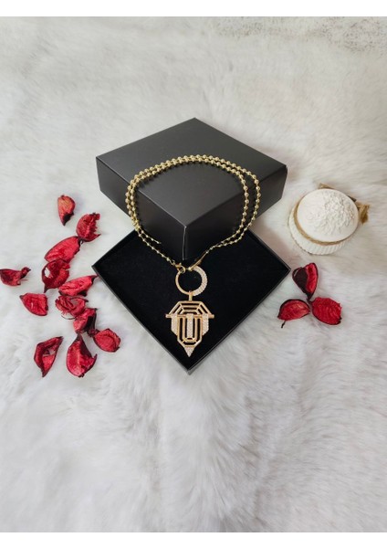 Pirinç Gold Renk Zirkon Taşlı Serenay Kolyesi modelleri