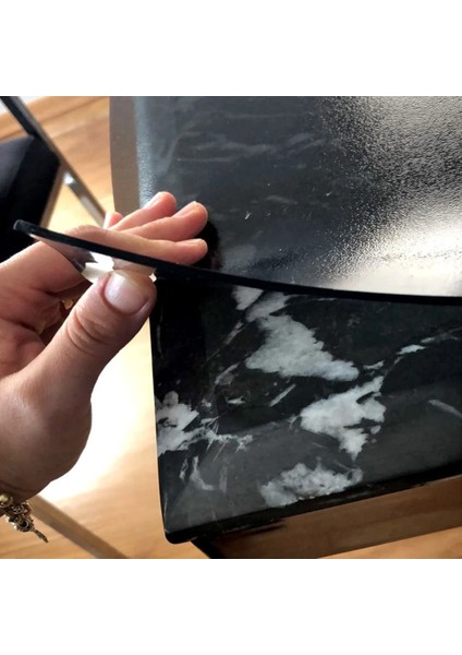 2,0 mm Buzlu Siyah Şeffaf Pvc Kalın Koruyucu Masa Örtüsü; Cam, Lake, Mermerde Yapışma Izi Yapmaz modelleri