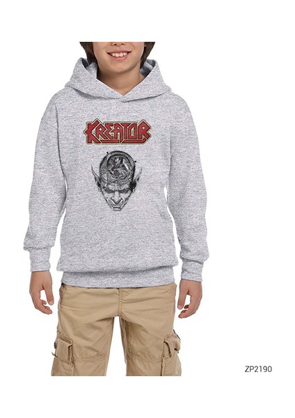 Kreator In Head Gri Çocuk Kapşonlu Sweatshirt