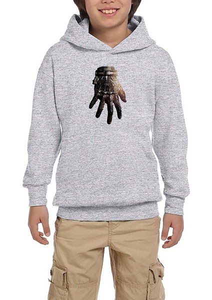 Call Of Iron Hand Gri Çocuk Kapşonlu Sweatshirt