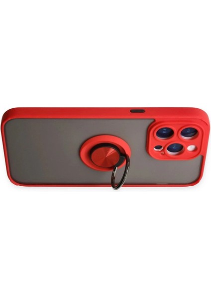 iPhone 14 Pro Kılıf Montreal Yüzüklü Silikon Kapak - Kırmızı fırsatları