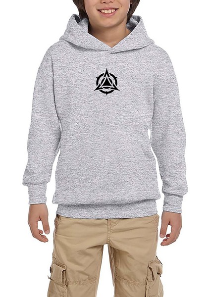 Black Triangle Circle Gri Çocuk Kapşonlu Sweatshirt