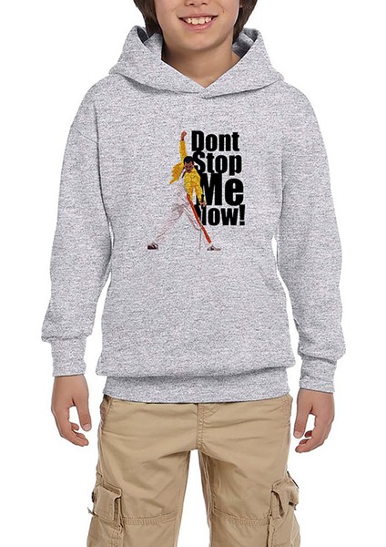 Queen Don't Stop Me Now Gri Çocuk Kapşonlu Sweatshirt