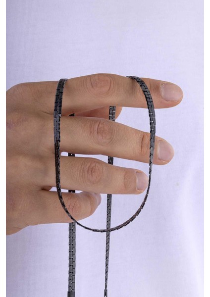 Geçmeli Kare Zincir Siyah Erkek Çelik Zincir fırsatları