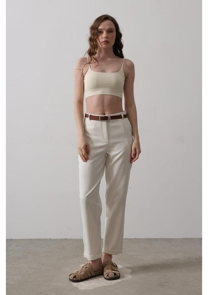 Kemerli Havuç Pantolon - Ekru fiyatları
