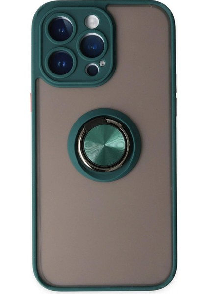 iPhone 14 Pro Max Kılıf Montreal Yüzüklü Silikon Kapak - Yeşil