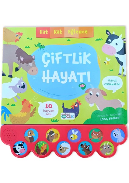Kat Kat Eğlence Çiftlik Hayatı (Sesli Kitap 10 Farklı Hayvan Sesi + Dev Boyut)